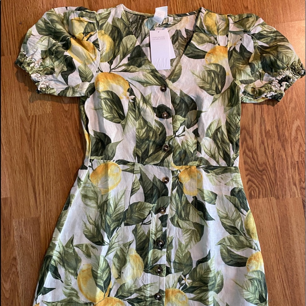 H&M Lemon Linen Blend Dress